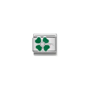 Preview image of Nomination Composable Classic Link Green Clover In Enamel & Sterling Silver