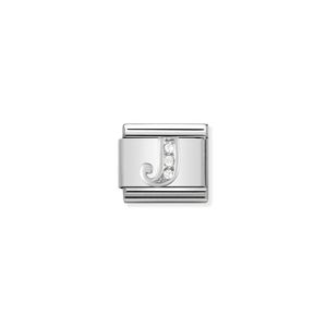 Preview image of Nomination Composable Classic Link Stone Set Letter J In Sterling Silver