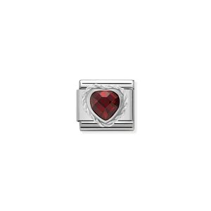 Preview image of Nomination Composable Classic Link Heart-Shaped Faceted Red Stone In Sterling Silver 
