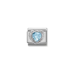 Preview image of Nomination Composable Classic Link Heart-Shaped Faceted Light Blue Stone In Sterling Silver 