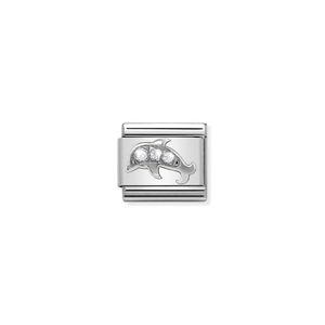 Nomination Composable Classic Link Stone Set Dolphin In Sterling Silver