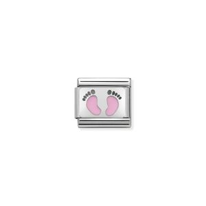 Nomination Composable Classic Link Pink Footprints In Sterling Silver