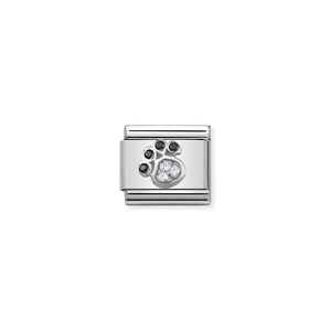 Preview image of Nomination Composable Classic Link Stone Set Paw Print In Sterling Silver