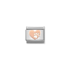 Preview image of Nomination Composable Classic Link Heart And Paw Print In Rose Gold