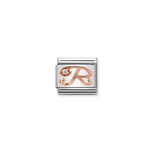 Nomination Composable Classic Link Cubic Zirconia Letter R In Rose Gold