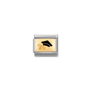 Nomination Composable Classic Link Graduation Cap & Diploma In Bonded Gold