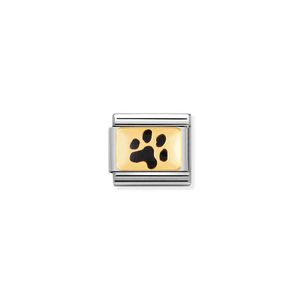Preview image of Nomination Composable Classic Link Black Paw Print In Bonded Gold