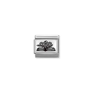 Preview image of Nomination Composable Classic Link Book With Flowers In Sterling Silver