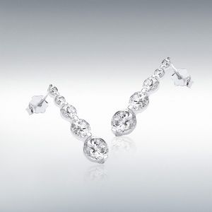 9CT WHITE GOLD CZ 5MM X 18MM DROP EARRINGS