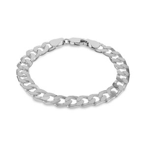 Preview image of Gents Sterling Silver 8'' Flat Curb Chain Bracelet