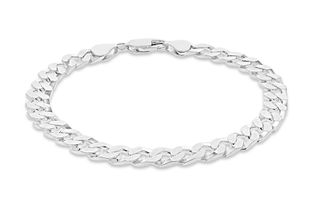 Sterling silver 8'' flat square curb chain bracelet