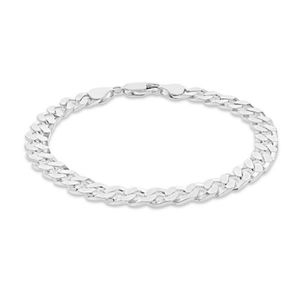 Sterling silver 8'' flat square curb chain bracelet