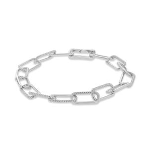Preview image of STERLING SILVER 7.4MM HALF-TWISTED-LINK PAPER CHAIN 7.5" BRACELET