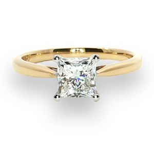 Preview image of 18ct Gold 1.01ct Princess Diamond 4 Claw Solitaire