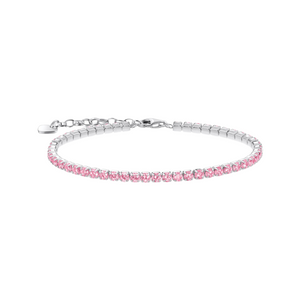 Preview image of Thomas Sabo Silver Tennis Bracelet with Mini Pink Zirconia Stones