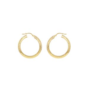 Preview image of 9ct Yellow Gold 15mm Diamond Cut Creole Earring