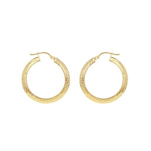 Preview image of 9ct Yellow Gold 20mm Diamond Cut Creole Earring