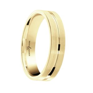 Preview image of 9ct Gold 6mm Polished Centre Contemporary Gents Wedding Ring 