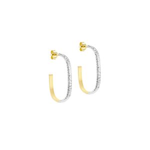 Preview image of 9ct Yellow And White Gold Diamond Cut Half Hoop Earrings
