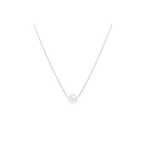 Preview image of 9ct White Gold 6-6.5mm White Round Cultured Pearl 18" Curb Chain Pendant