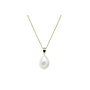 Preview image of 9ct Yellow Gold 9mm+ White Cultured Teardrop Pearl Pendant