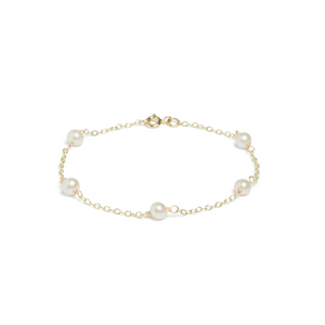 Preview image of 9ct Yellow Gold Trace Chain 7-7.5mm Cultured Pearl Bracelet 