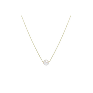 Preview image of 9ct Yellow Gold 7mm Sliding White Cultured Round Pearl Necklace