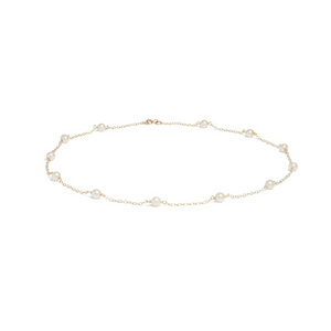 Preview image of 9ct Yellow Gold Trace Chain 5-5.5mm Cultured Pearl 18" Necklace 