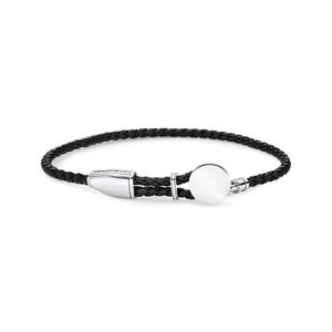 Preview image of Thomas Sabo Engravable Disc Leather Plaited Bracelet 
