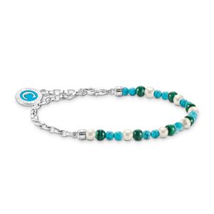 Preview image of Thomas Sabo Charmista Blue Cold Enamel Coin Silver & Beads Charm Bracelet 