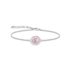 Preview image of Thomas Sabo Pink Round Enamel Silver Bracelet 