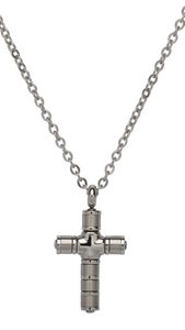 Preview image of Unique Matte and Polished Steel Cross Necklace 