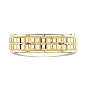 Preview image of 9ct Yellow Gold 5mm Flat Top Double Squares Gents Wedding Ring