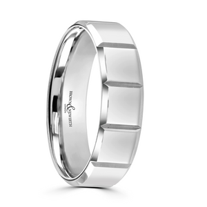 Preview image of Platinum 4mm Flat Top Squares Gents Wedding Ring