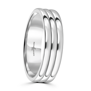 Preview image of 9ct White Gold 6mm Triple Domed Gents Wedding Ring
