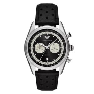 Preview image of Emporio Armani Racer 42mm Black Steel Quartz Chronograph Strap Watch
