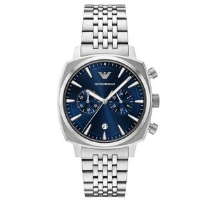 Preview image of Emporio Armani Carlo 40mm Steel Blue Quartz Bracelet Chronograph Watch