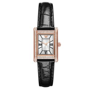 Preview image of Emporio Armani Genni 32mm Rose Gold Stone Set Quartz Leather Strap Watch
