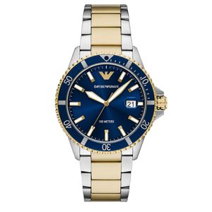 Preview image of Emporio Armani World Explorer 42mm Two Tone Blue Quartz Bracelet Chronograph Watch