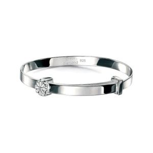 Preview image of D for Diamond Daisy Silver Bangle