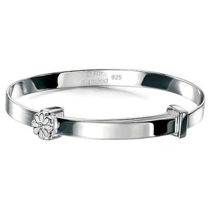 Preview image of D for Diamond Daisy Silver Bangle