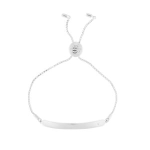 D for Diamond ID Bar Silver Bracelet