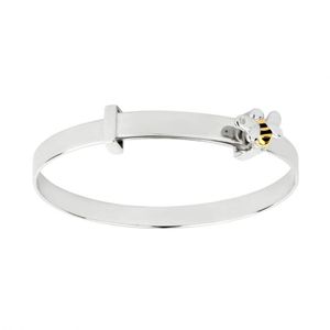 Preview image of D for Diamond Enamel Bee Silver Bangle