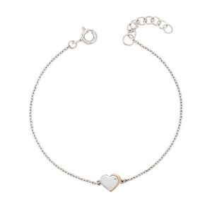 Preview image of D for Diamond x2 Hearts Silver and Rose Gold Plated Bracelet