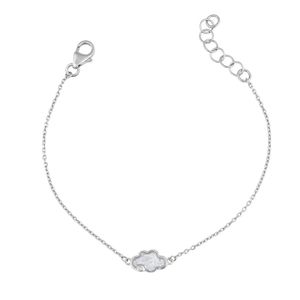 Preview image of D for Diamond Pearlised White Enamel Cloud Silver Bracelet