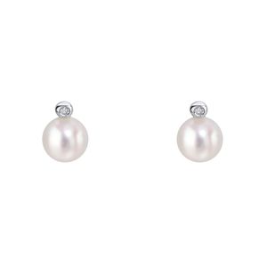 Preview image of D For Diamond Freshwater Pearl Silver Stud Earrings