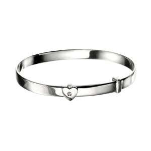 Preview image of D for Diamond Heart Silver Bangle