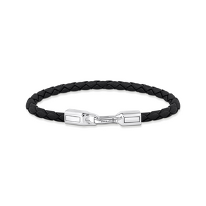 Preview image of Thomas Sabo braided black 5mm leather Silver Bracelet 
