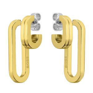 Preview image of Boss Steel Gold Plated Hailey Hoop Earrings 