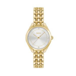Preview image of Boss Mae 30mm Gold IP Plated Steel Silver Dial Quartz Bracelet Watch
